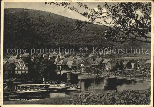 Gieselwerder Dampfer Bruecke Kat. Oberweser