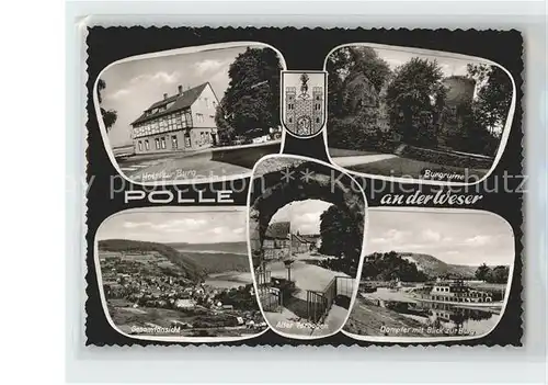 Polle Burgruine Hotel zur Burg Dampfer Kat. Polle