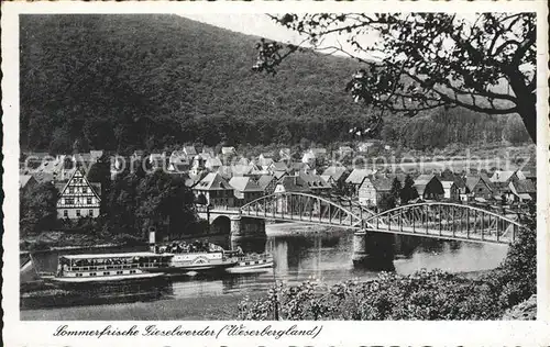 Gieselwerder Dampfer Bruecke Kat. Oberweser