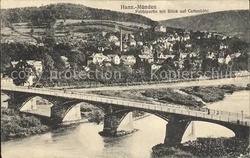 Hannoversch Muenden Fuldapartie mit Blick auf Cattenbuehl Kat. Hann. Muenden