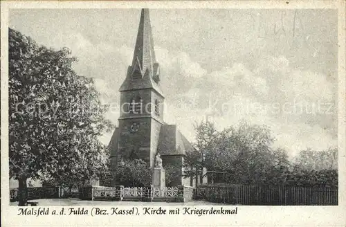 Malsfeld Kirche mit Kriegerdenkmal Kat. Malsfeld