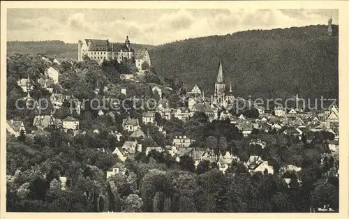 Marburg Lahn Stadtbild mit Schloss Kupfertiefdruck Kat. Marburg