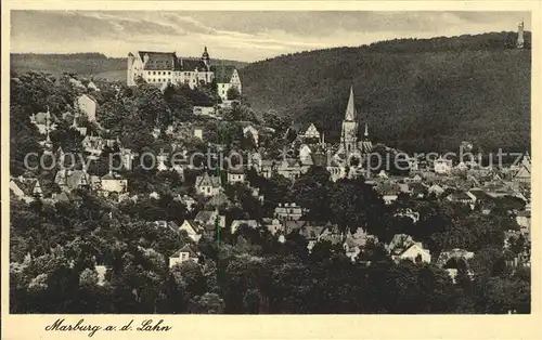 Marburg Lahn Stadtbild mit Schloss Kat. Marburg