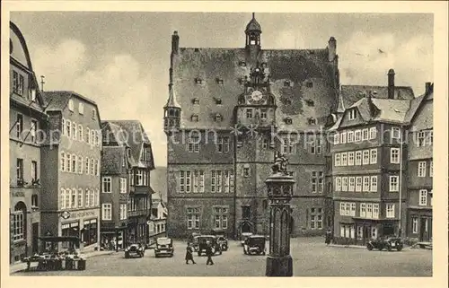 Marburg Lahn Marktplatz mit Rathaus Kupfertiefdruck Kat. Marburg