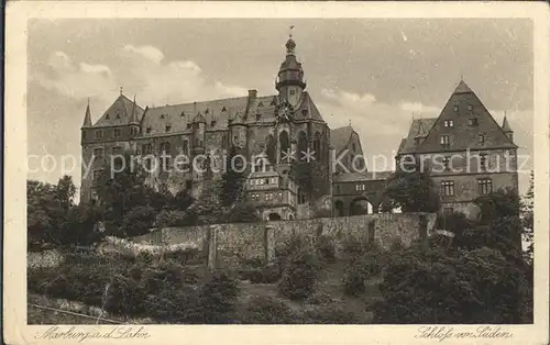 Marburg Lahn Schloss von Sueden Kupfertiefdruck Kat. Marburg