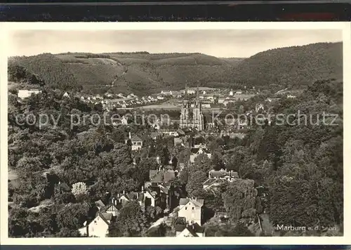 Marburg Lahn Panorama Blick zur Elisabethkirche Kat. Marburg