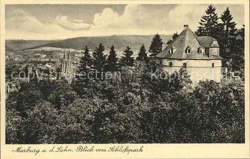 Marburg Lahn Blick vom Schlosspark Kat. Marburg