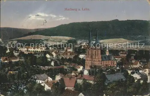 Marburg Lahn Stadtbild mit Elisabethkirche Kat. Marburg