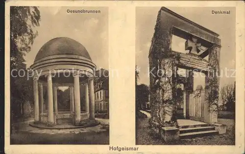 Hofgeismar Gesundbrunnen Denkmal Bahnpost Kat. Hofgeismar