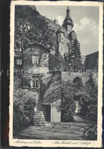 Marburg Lahn Alter Winkel mit Schloss Kupfertiefdruck Kat. Marburg