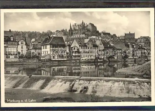 Marburg Lahn Lahn Wehr Altstadt mit Schloss Kat. Marburg