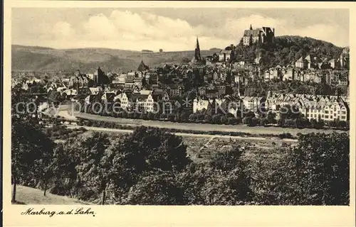 Marburg Lahn Stadtbild mit Schloss Kat. Marburg