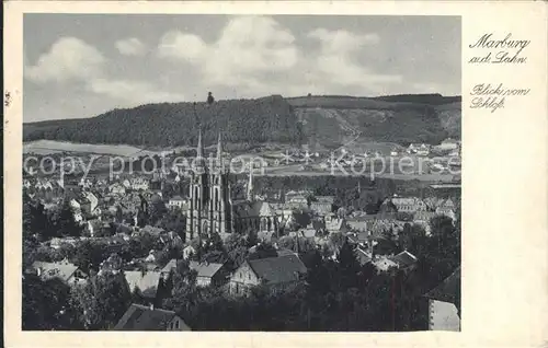 Marburg Lahn Blick vom Schloss Elisabethkirche Kupfertiefdruck Kat. Marburg
