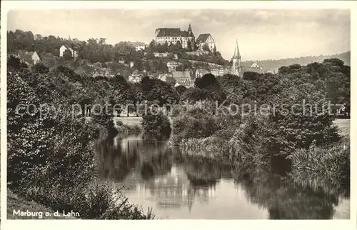 Marburg Lahn Partie an der Lahn Schloss Kat. Marburg