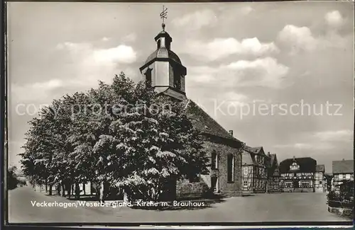 Veckerhagen Kirche mit Brauhaus Luftkurort Kat. Reinhardshagen
