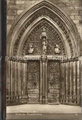 Marburg Lahn Portal der Elisabethkirche Trinks Postkarte Kat. Marburg