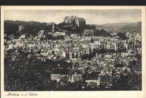 Marburg Lahn Stadtbild mit Schloss Kupfertiefdruck Kat. Marburg