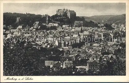 Marburg Lahn Stadtbild mit Schloss Kupfertiefdruck Kat. Marburg