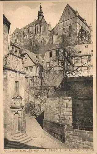 Marburg Lahn Schloss vom lutherischen Kirchhof gesehen Kat. Marburg