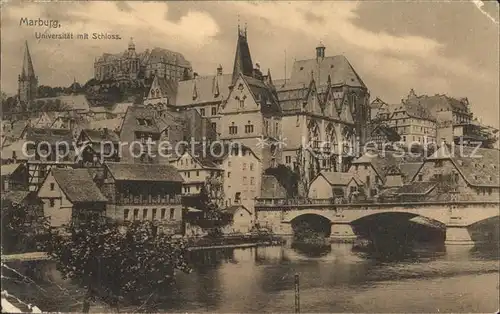 Marburg Lahn Lahnbruecke Universitaet Schloss Kat. Marburg