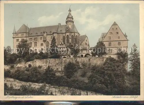 Marburg Lahn Suedseite vom Schloss Kupfertiefdruck Kat. Marburg