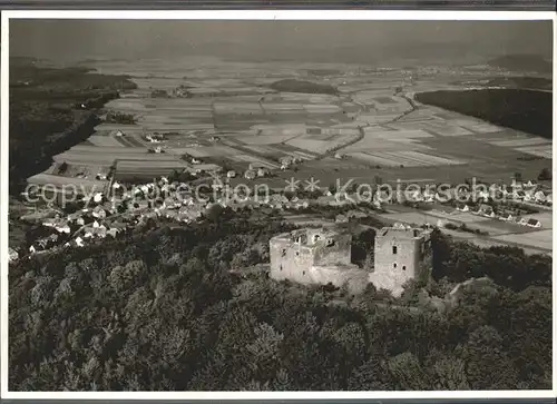 Ippinghausen Burgruine Fliegeraufnahme Kat. Wolfhagen