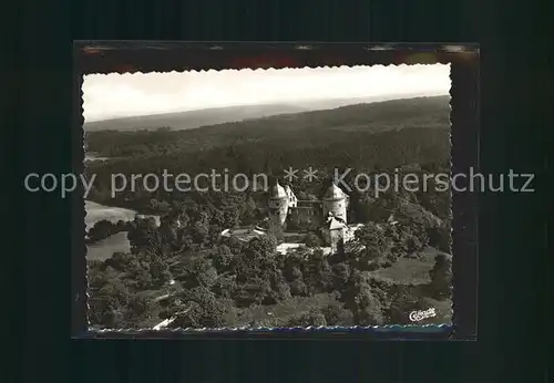 Sababurg Dornroeschenschloss im Reinhardswald Fliegeraufnahme Kat. Hofgeismar