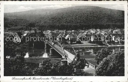 Gieselwerder Weser Bruecke Sommerfrische Kat. Oberweser