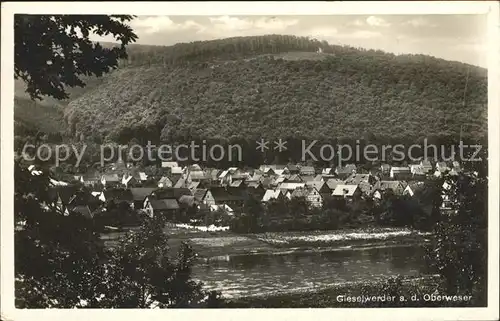 Gieselwerder Partie an der Weser Teilansicht Luftkurort Kat. Oberweser