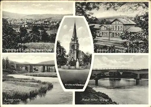 Malsfeld Panorama Bahnhof Fulda Bruecke Kirche Denkmal Kat. Malsfeld