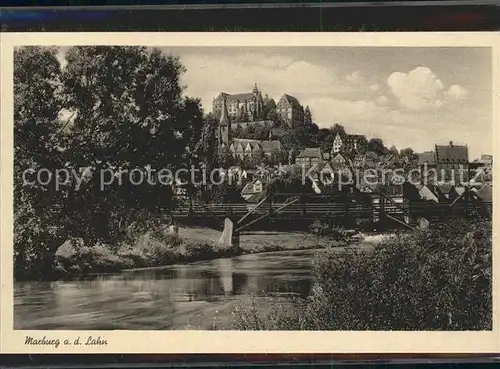 Marburg Lahn Uferpartie an der Lahn Schloss Kat. Marburg