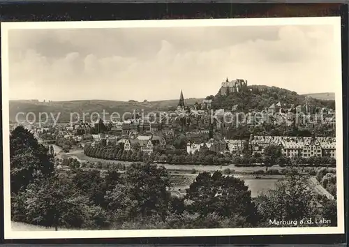 Marburg Lahn Panorama Blick zum Schloss Kat. Marburg