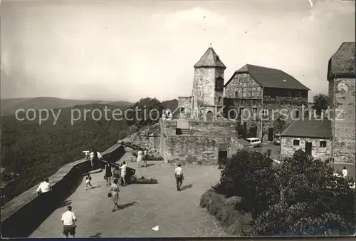 Waldeck Edersee Schlosshof Uhrturm Kanone Kat. Edertal