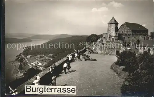 Waldeck Edersee Burgterrasse Schlosshof Uhrturm Kanonen Kat. Edertal