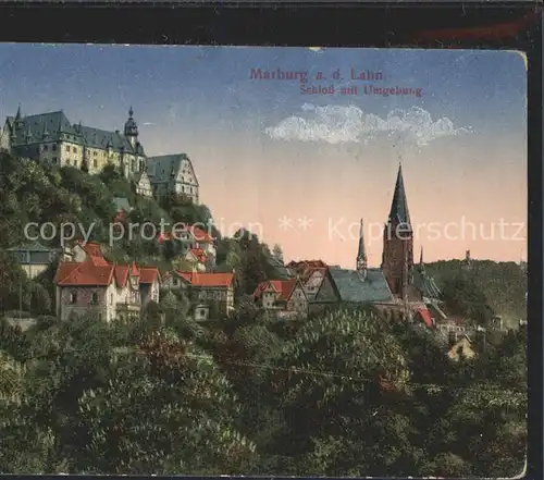 Marburg Lahn Schloss mit Umgebung Kirche Kat. Marburg