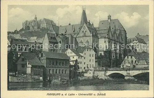 Marburg Lahn Universitaet und Schloss Lahn Bruecke Kat. Marburg