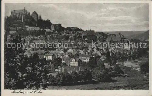 Marburg Lahn Stadtbild mit Schloss Kat. Marburg