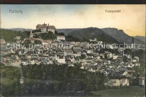 Marburg Lahn Totalansicht mit Schloss Kat. Marburg