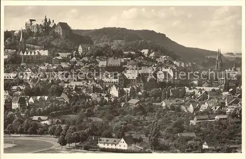 Marburg Lahn Stadtbild mit Schloss Kat. Marburg