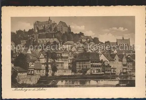 Marburg Lahn Altstadt mit Schloss Wehr Kupfertiefdruck Kat. Marburg