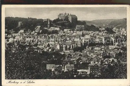 Marburg Lahn Stadtbild mit Schloss Kupfertiefdruck Kat. Marburg