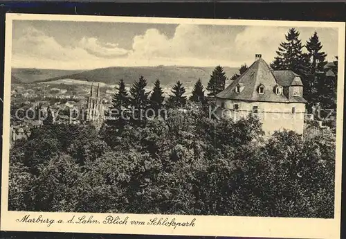 Marburg Lahn Blick vom Schlosspark Kat. Marburg