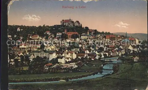 Marburg Lahn Stadtbild mit Schloss Kat. Marburg