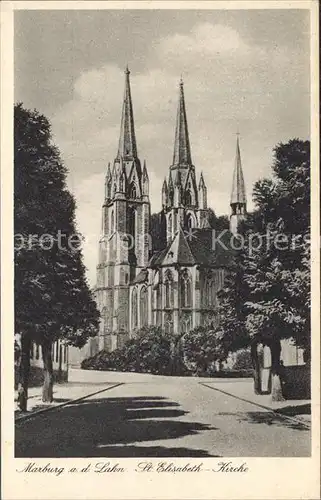 Marburg Lahn St Elisabeth Kirche Kupfertiefdruck Kat. Marburg