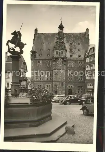 Marburg Lahn Rathaus mit Brunnen Kat. Marburg