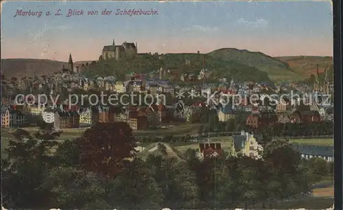 Marburg Lahn Blick von der Schaeferbuche Schloss Kat. Marburg