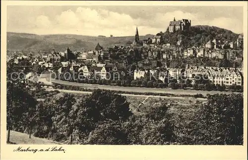 Marburg Lahn Panorama Altstadt mit Schloss Kat. Marburg