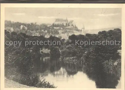 Marburg Lahn Partie an der Lahn Blick zum Schloss Kat. Marburg