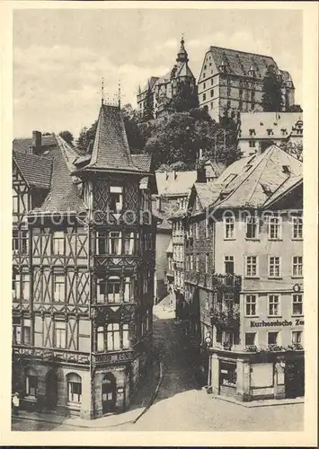 Marburg Lahn Marktplatz mit Schloss Altstadt Kat. Marburg