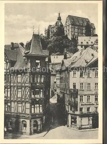 Marburg Lahn Marktplatz Altstadt mit Schloss Kat. Marburg